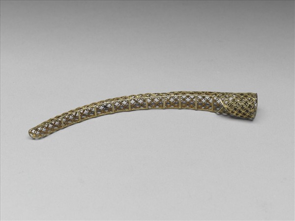 銅鍍金纍絲錢紋指甲套