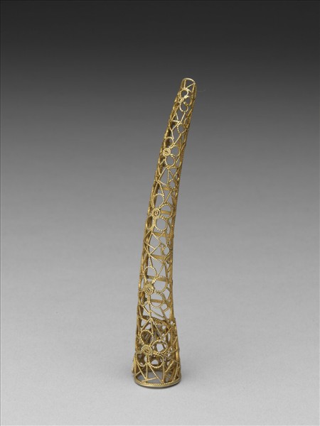 銅鍍金纍絲冰梅紋指甲套