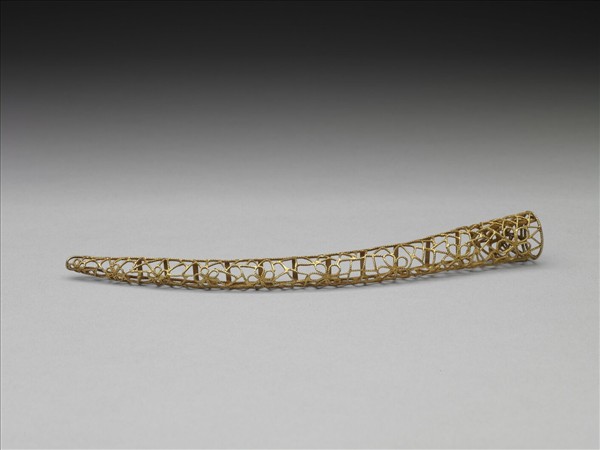 銅鍍金纍絲冰梅紋指甲套