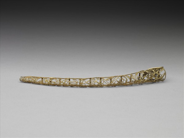 銅鍍金纍絲梅竹紋指甲套