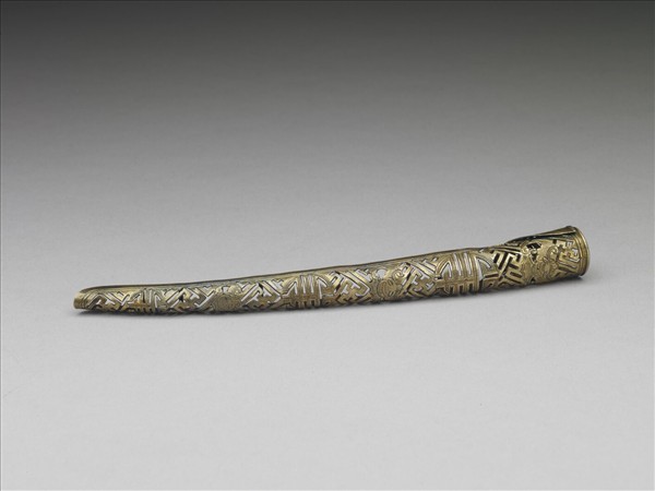 銅鍍金鏤空福壽萬年指甲套