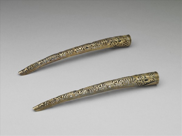 銅鍍金鏤空福壽萬年指甲套