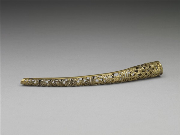 銅鍍金鏤空福壽盤長紋指甲套