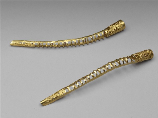 銅鍍金鏤空福壽一字紋指甲套