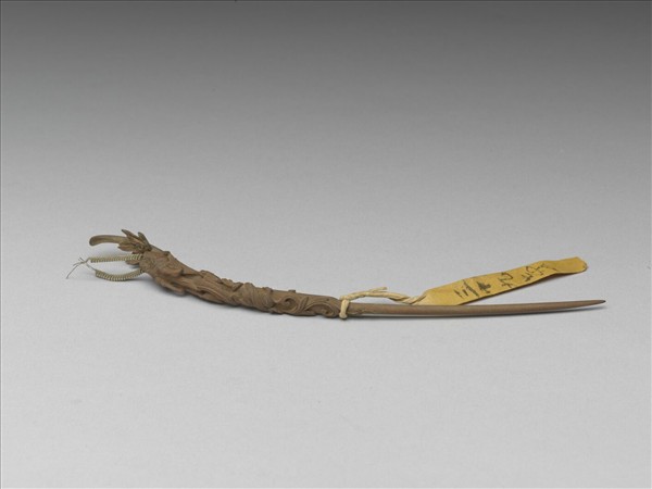 茄楠木雕龍戲珠耳挖簪