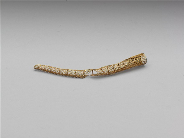 銅鍍金纍絲錢紋指甲套