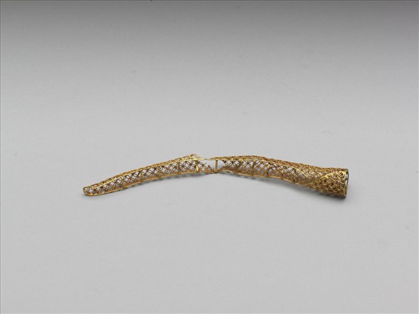 銅鍍金纍絲錢紋指甲套