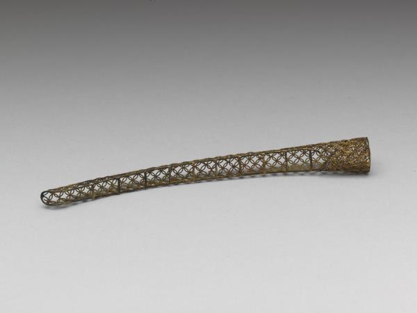 銅鍍金纍絲錢紋指甲套