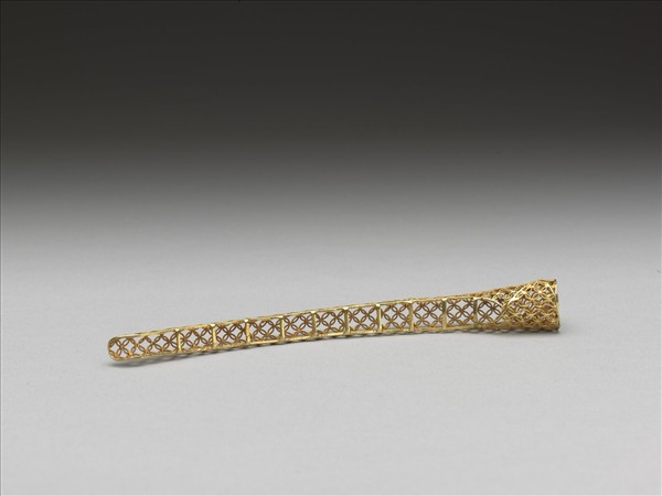 銅鍍金纍絲錢紋指甲套