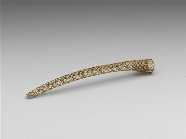 銅鍍金纍絲錢紋指甲套