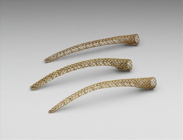 銅鍍金纍絲錢紋指甲套