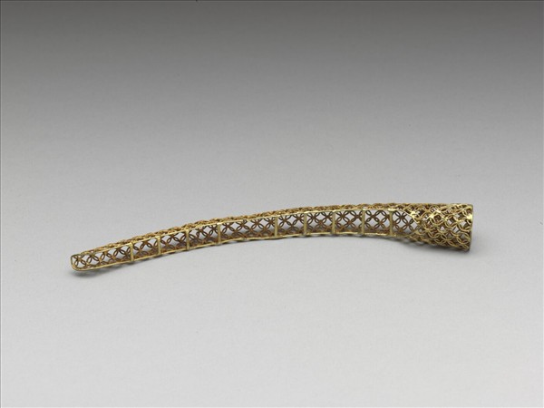 銅鍍金纍絲錢紋指甲套