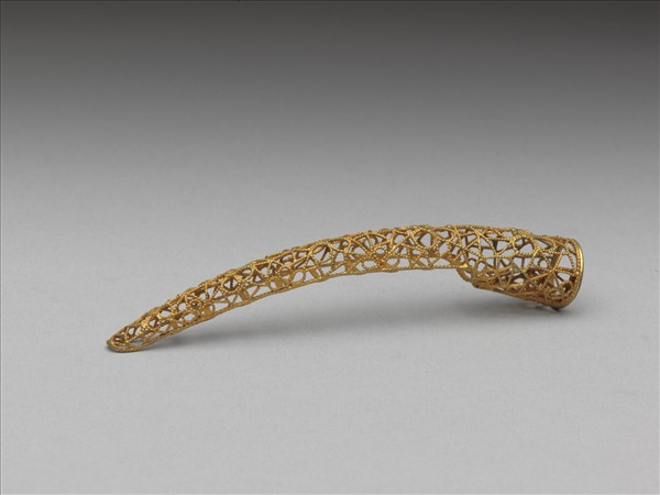 銅鍍金纍絲冰梅紋指甲套