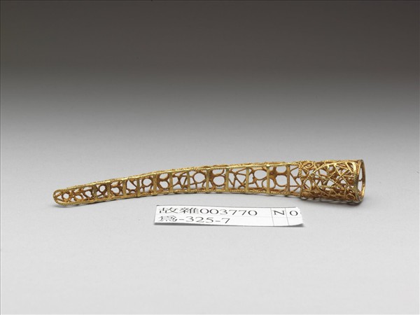 銅鍍金纍絲冰梅紋指甲套