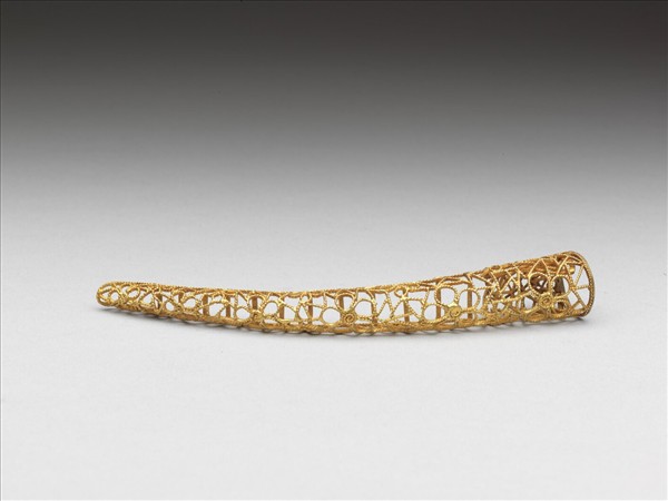 銅鍍金纍絲冰梅紋指甲套