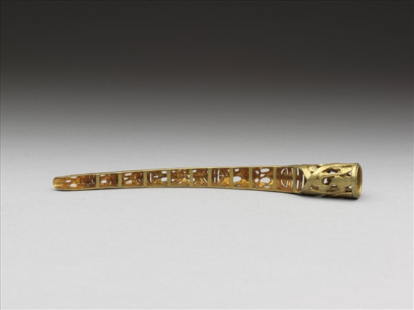 銅鍍金鏤空福壽紋指甲套