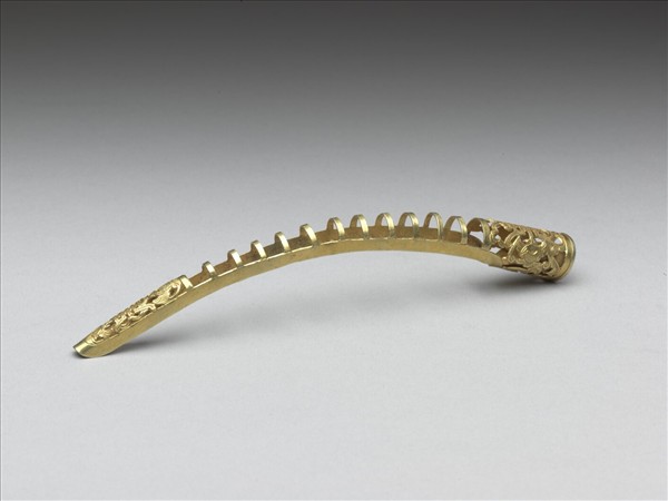 銅鍍金鏤空福壽一字紋指甲套