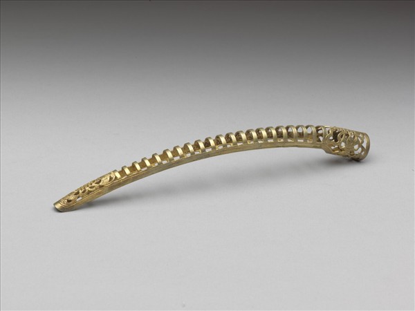 銅鍍金鏤空福壽一字紋指甲套