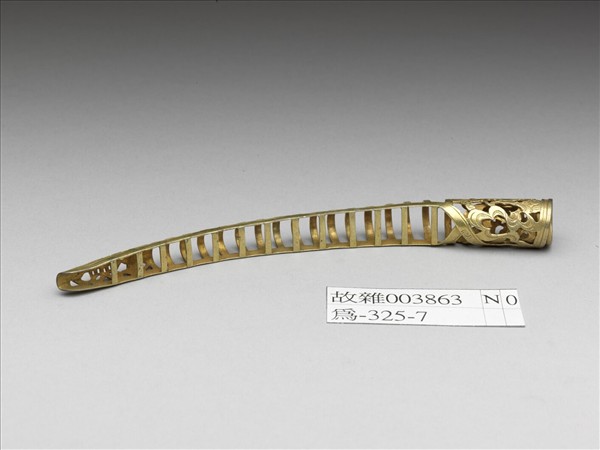 銅鍍金鏤空福壽一字紋指甲套