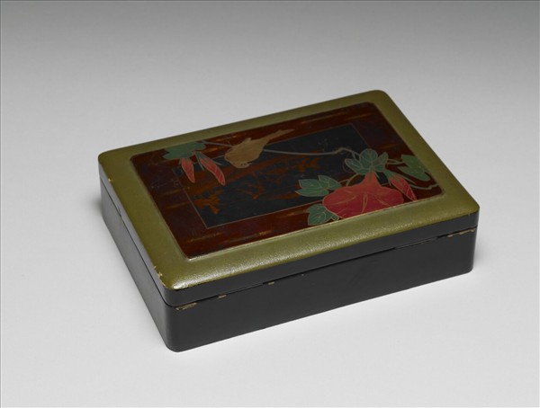 花鳥山水彩漆長方盒