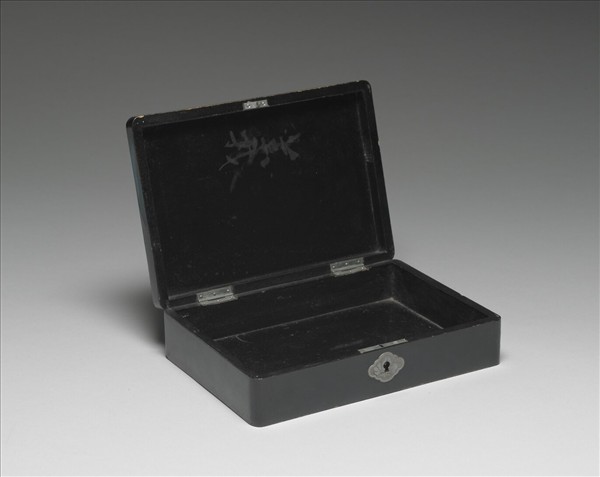 花鳥山水彩漆長方盒