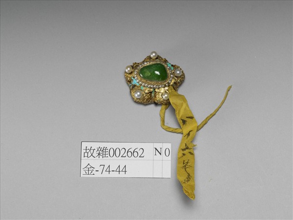 鍍金嵌珠翠花式帽花