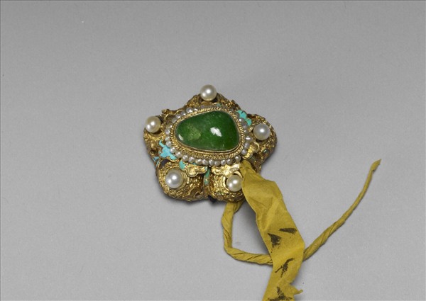 鍍金嵌珠翠花式帽花