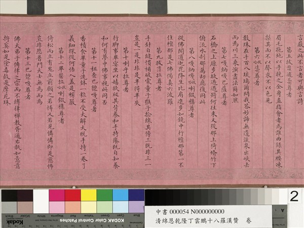 清綿恩乾隆丁雲鵬十八羅漢贊　卷