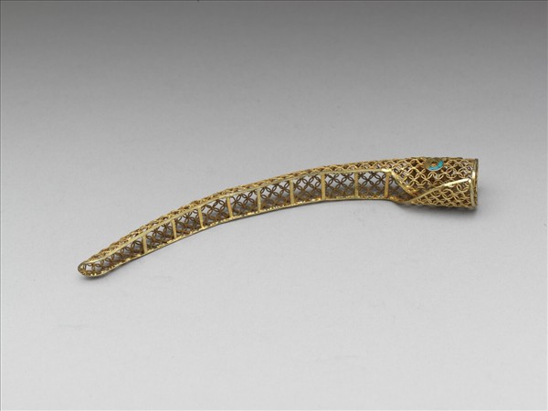 銅鍍金點翠盤長鏤空古錢紋指甲套