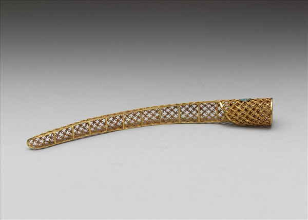 銅鍍金點翠盤長鏤空古錢紋指甲套