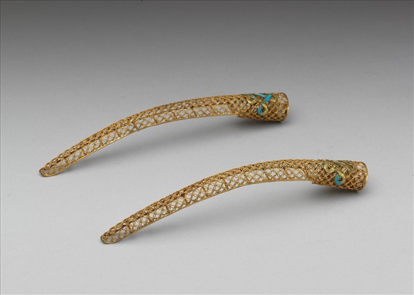 銅鍍金點翠盤長鏤空古錢紋指甲套