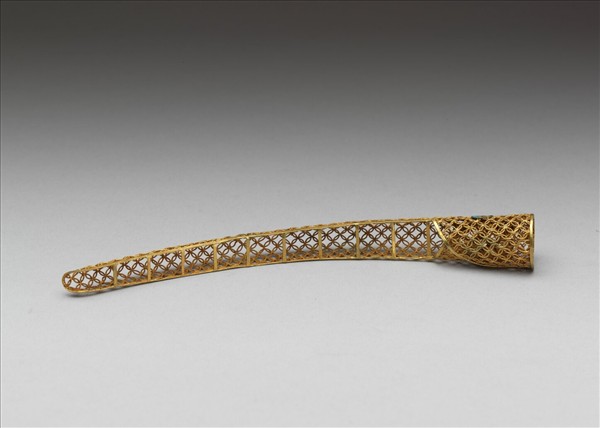 銅鍍金點翠盤長鏤空古錢紋指甲套