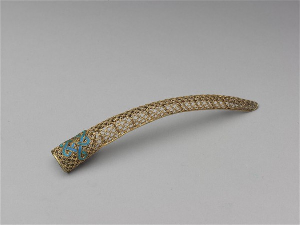 銅鍍金點翠盤長鏤空古錢紋指甲套