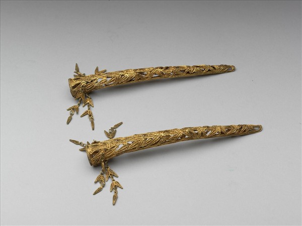 鎏金鏤空纍絲竹葉紋指甲套