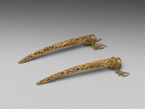 鎏金鏤空纍絲竹葉紋指甲套