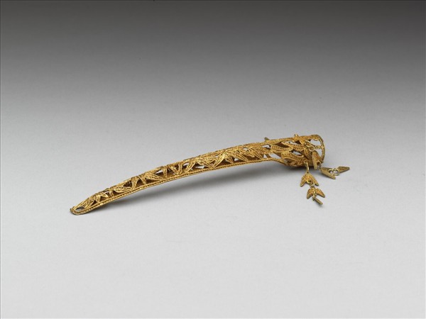 鎏金鏤空纍絲竹葉紋指甲套