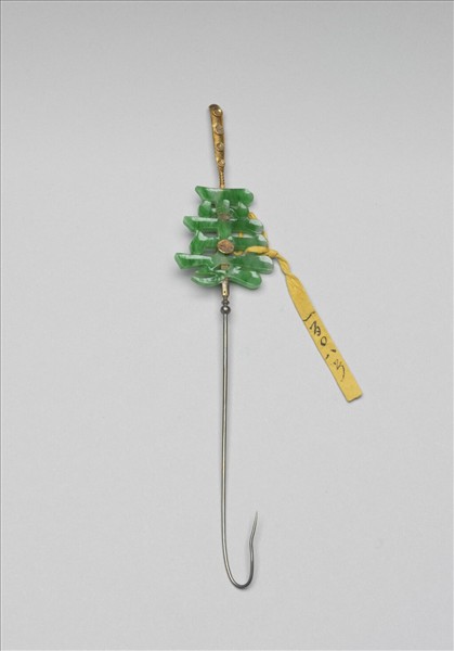 銀嵌玉「平安」耳挖簪