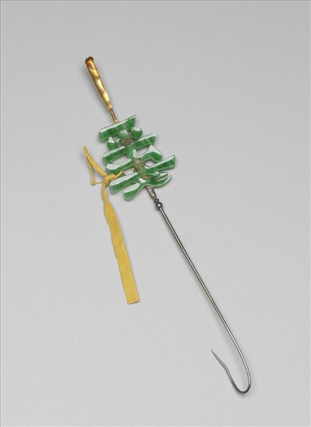 銀嵌玉「平安」耳挖簪