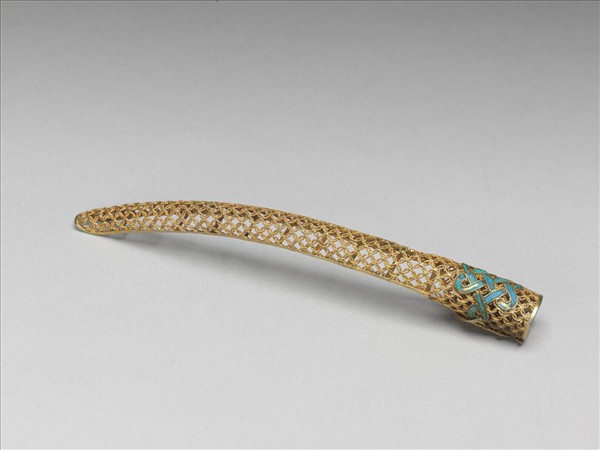 銅鍍金點翠盤長鏤空古錢紋指甲套