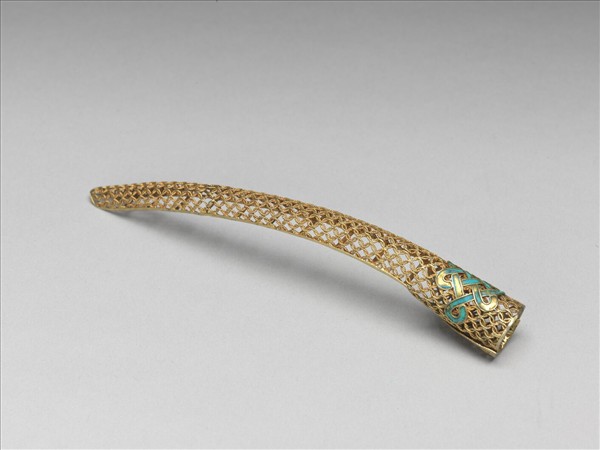 銅鍍金點翠盤長鏤空古錢紋指甲套