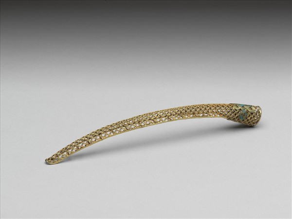 銅鍍金點翠盤長鏤空古錢紋指甲套