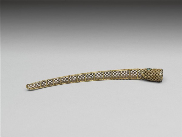 銅鍍金點翠盤長鏤空古錢紋指甲套