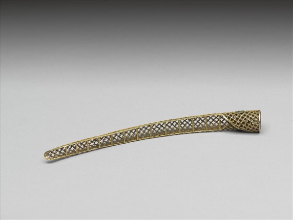 銅鍍金點翠盤長鏤空古錢紋指甲套