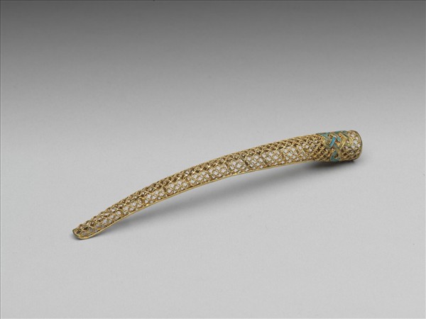 銅鍍金點翠盤長鏤空古錢紋指甲套