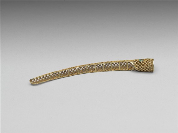 銅鍍金點翠盤長鏤空古錢紋指甲套