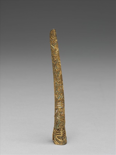 銅鍍金點翠鏤空萬壽紋指甲套