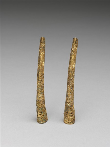 銅鍍金點翠鏤空萬壽紋指甲套