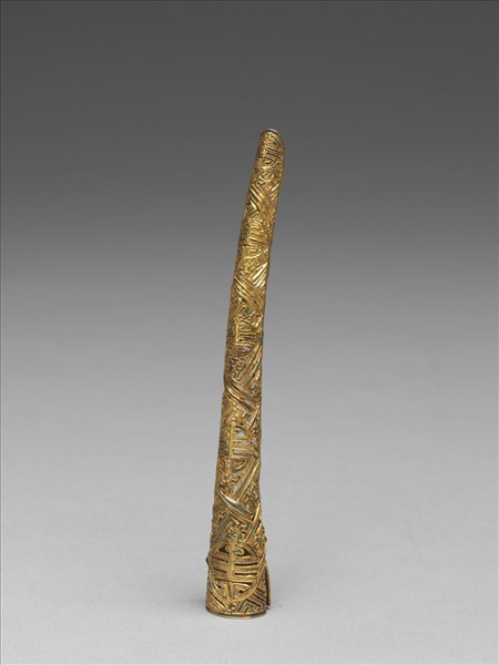 銅鍍金點翠鏤空萬壽紋指甲套