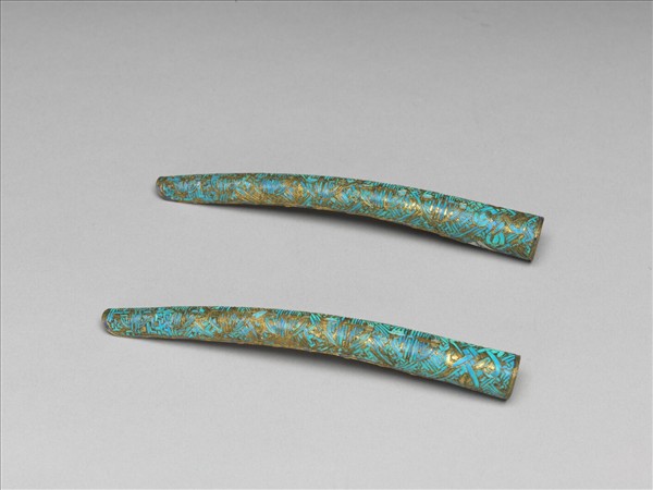 銅鍍金點翠萬壽紋指甲套