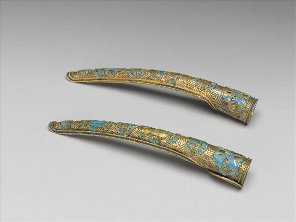 銅鍍金鏤空點翠萬壽如意指甲套